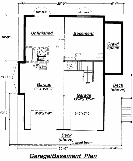 Image of the Model C-511 chalet design basement floor plan.