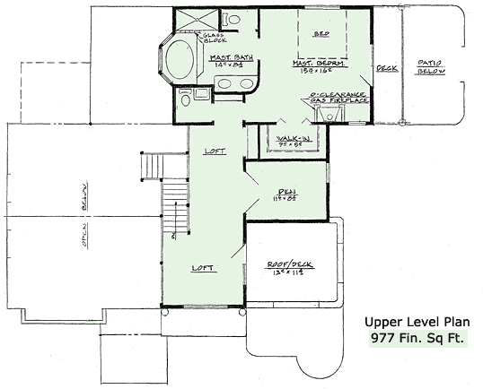 Creativehouseplans.com South West Adobe Style upper level floor plan