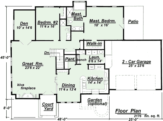 Image of CreativeHousePlans.com adobe style house plan 